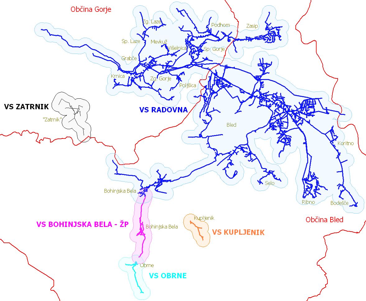 Vodovodni sistemi s pripadajočimi oskrbovalnimi območji, kjer se izvaja gospodarska javna služba v občini Gorje in občini Bled